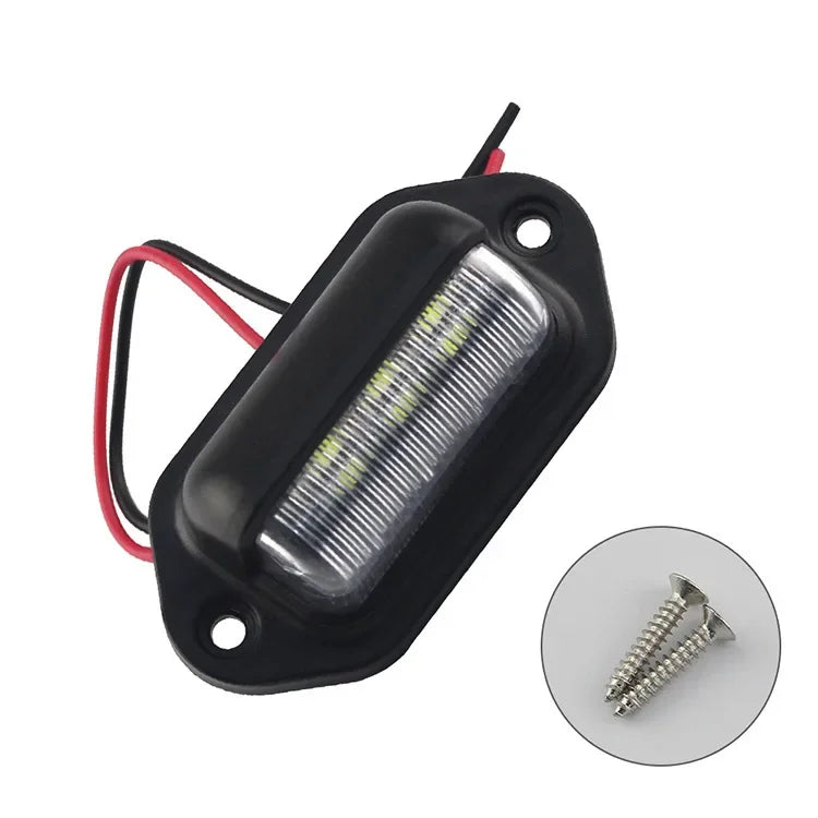 6 LED Car License Plate Light 12-24V Waterproof White Lamp