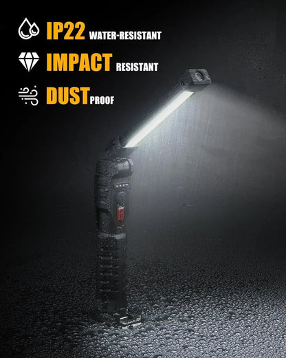 Powerful Fold Flashlight Type-c Rechargeable Lantern Built-in Battery Magnetic LED Work Lights for Camping Garage Emergency Lamp