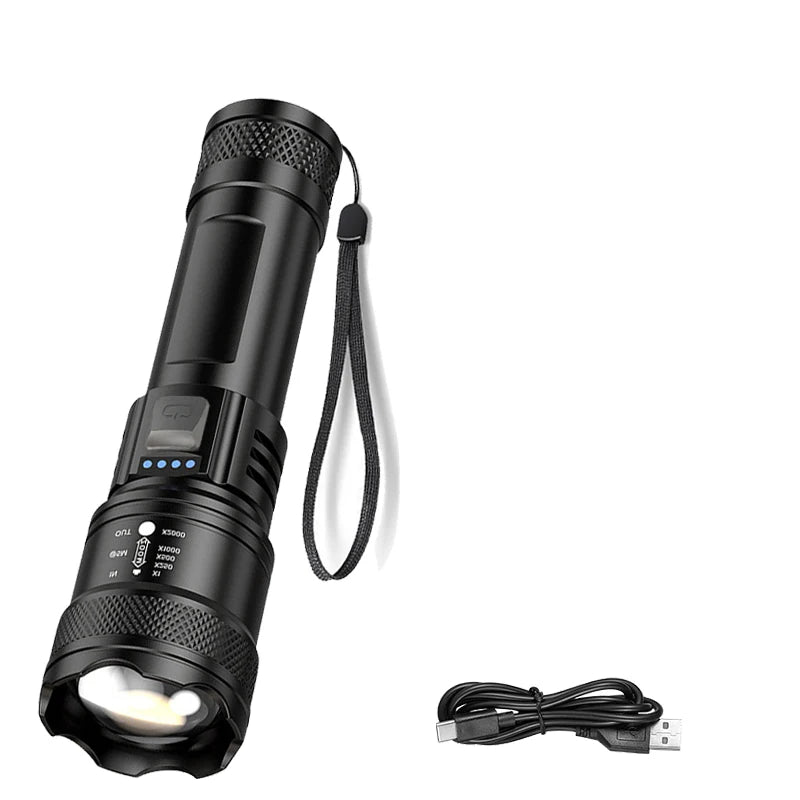 Super-bright LED Flashlight Rechargeable Long Range Tactical Torch for Outdoor Waterproof Emergency for Camping Fishing Lantern