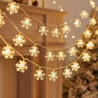 Snowflake LED String Lights USB Battery Operated Fairy Lights for Xmas Tree Wedding Party New Year Decoration Garland