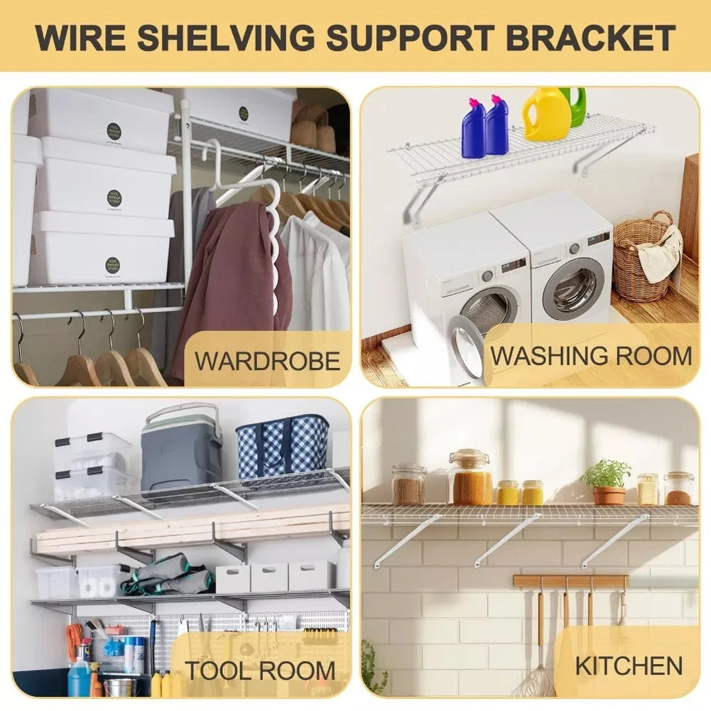3 Pack Metal For Wire Shelf Support Brackets for Closets Built to Provide Strong Support with Enhanced Load Capacity