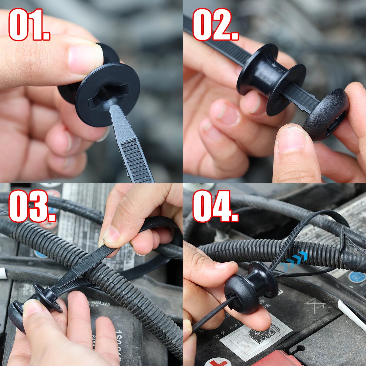 Black Nylon Zip Tie Mount Base Plate Cable Clip