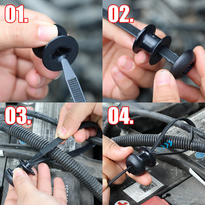 Black Nylon Zip Tie Mount Base Plate Cable Clip