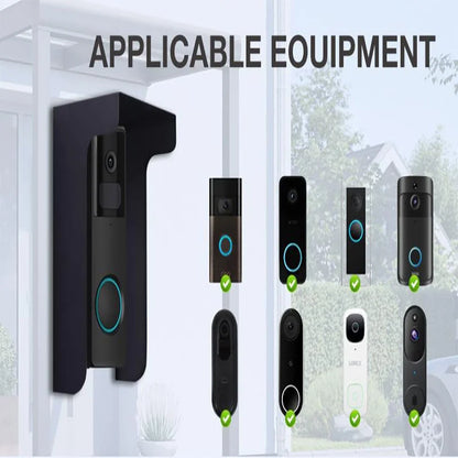 Metal Ring Doorbell Cover Plate Visual Doorbell Rain Cover Black Doorbell Rain Cover Windproof Round Doorbell Bracket Kit
