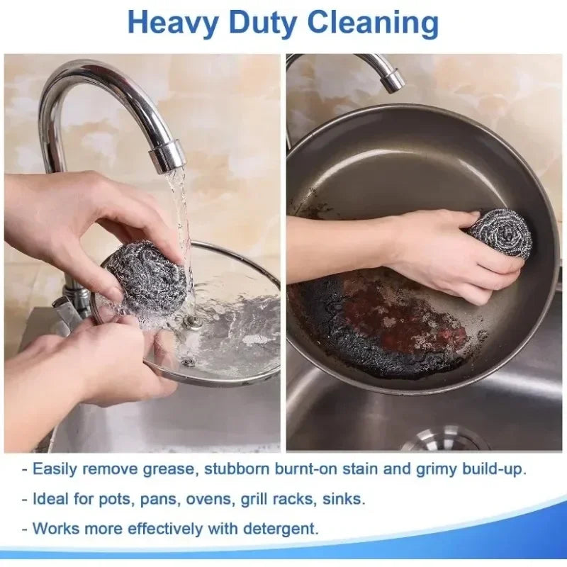 Wholesale Stainless Steel Cleaning Ball Multipurpose Kitchen Pot Pan Rustproof Oil Removal Scrubber Heavy Duty Steel Wire Balls