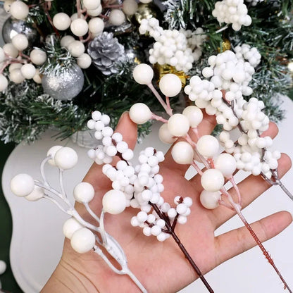 40/4PCS Artificial White Berries Stems Christmas Berry Branches Fake Fruit Flowers DIY Wedding Party New Year Home Decorations