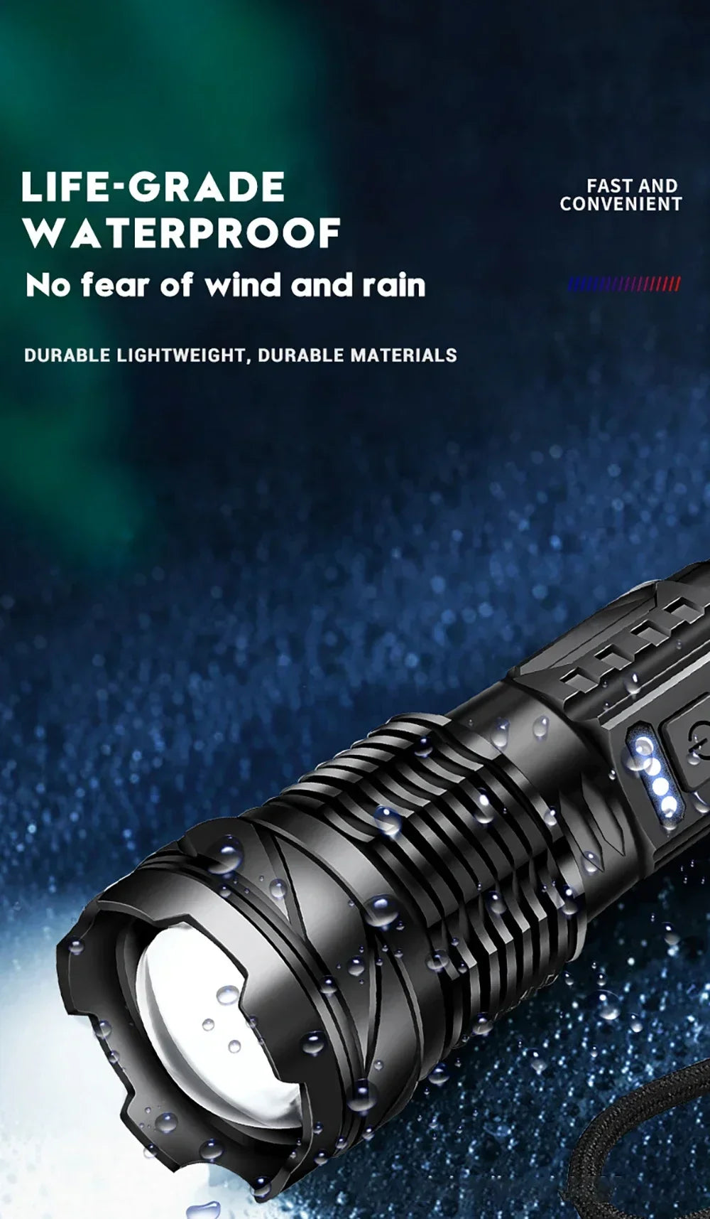 Super Bright LED Flashlight USB Rechargeable Zoom Torch 18650 Battery