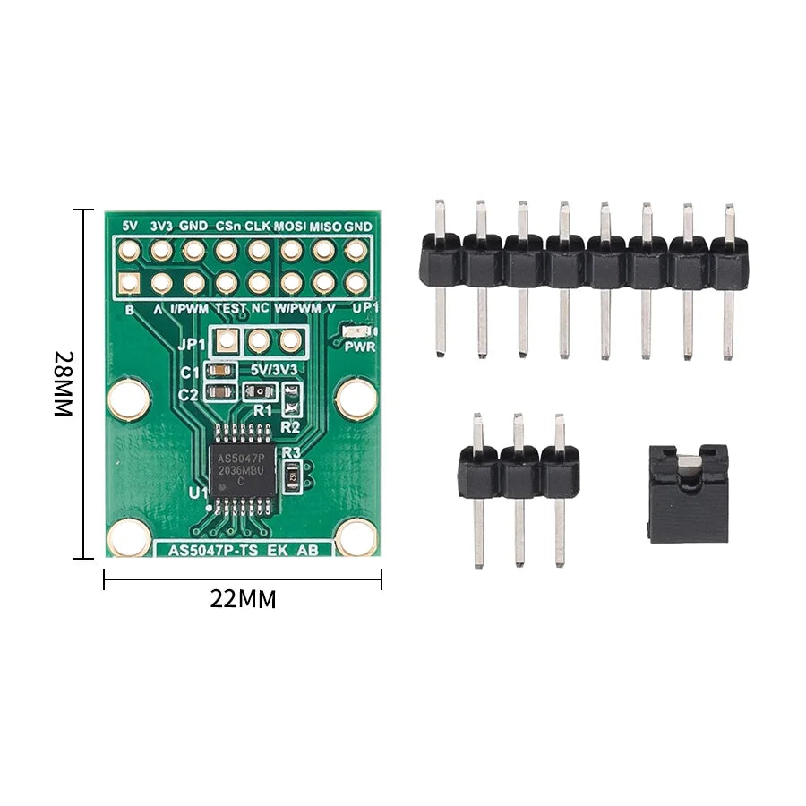 AS5047P Magnetic Encoder Board SPI ABI PWM 3.3V/5V for Precision Position Detection with SimpleFOC and ODrive
