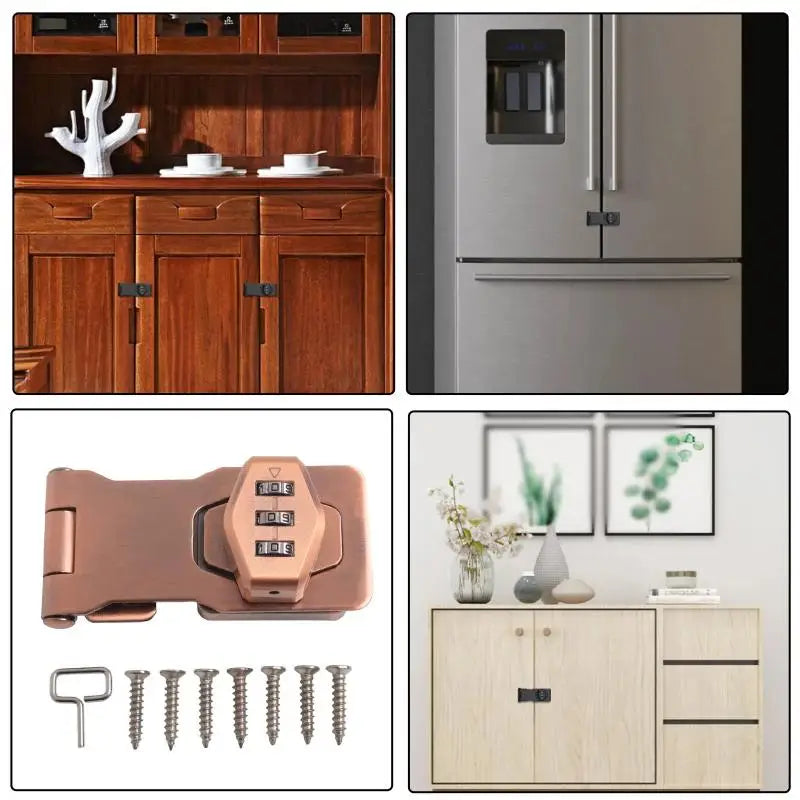 3-Digit Combination Password Lock Security Door Bolt Cabinet Password Lock Drawer Lock Anti-theft Household Cabinet Hardware