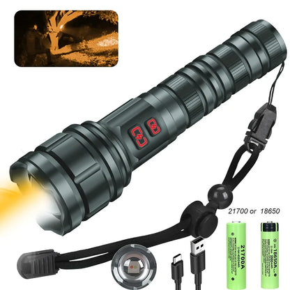 Powerful 9000LM Led Flashlight USB Rechargeable Zoom Tactical Torch Ultra Bright Outdoor Camping Fishing Hunting Emergency Lamp