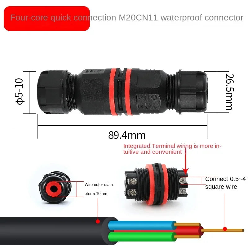 IP68 Waterproof Cable Connector I/T Type Junction Box 2-pin 3-pin 4-pin 5-pin Electrical Terminal LED Lights Wire Waterproof Box