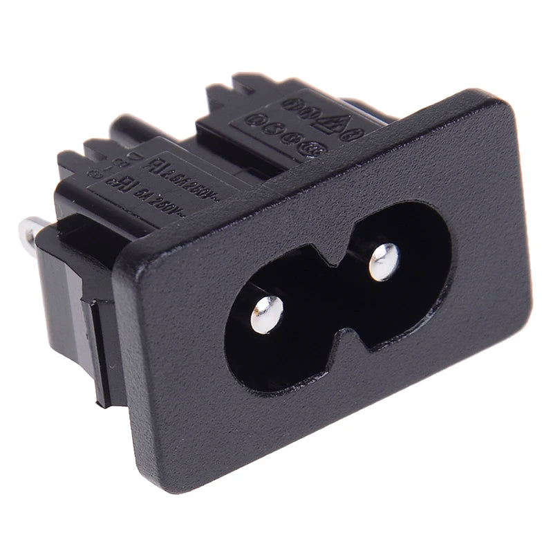 New 5Pcs IE320 C8 Power Plug AC250v 2.5a Iec320 C8 Male 2 Pins Power Inlet Socket Contor