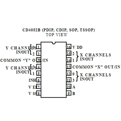 10PCS CD4052BE DIP-16 2-Channel Analog Multiplexer / Demultiplexer IC
