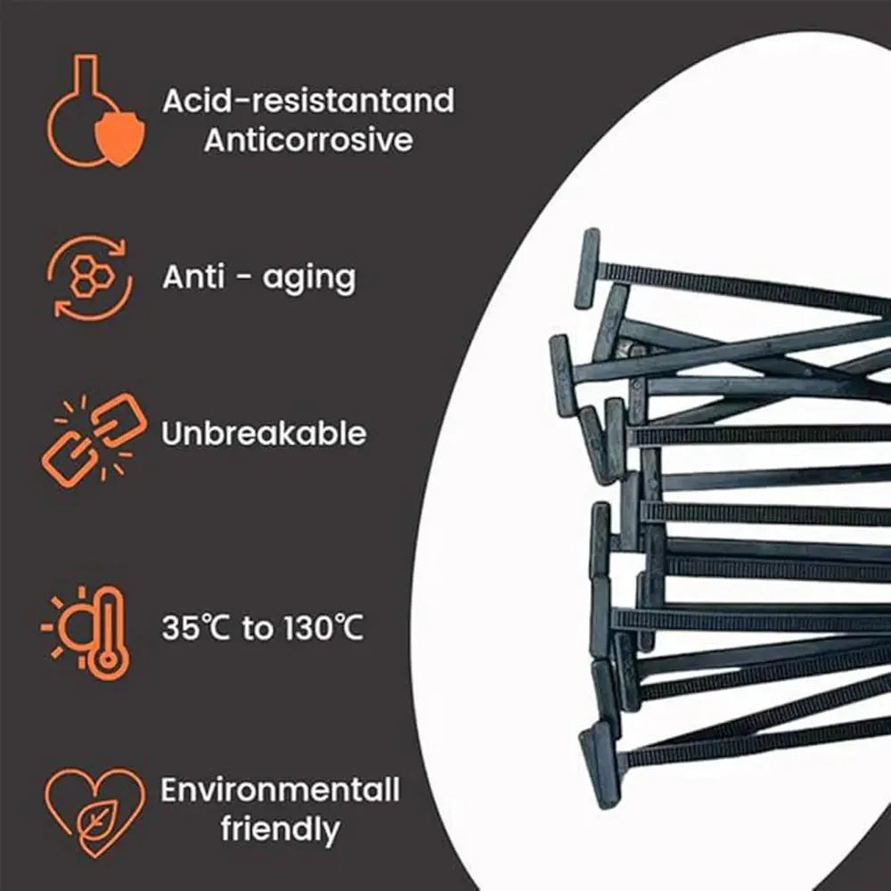 Self-Locking Nylon Cable Tie 2x9cm Large Zip Fastening Ties Black 100pcs