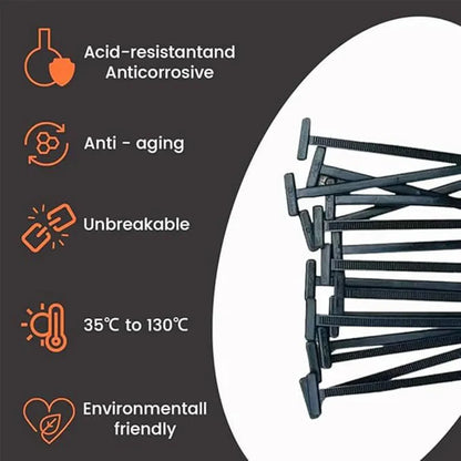 Self-Locking Nylon Cable Tie 2x9cm Large Zip Fastening Ties Black 100pcs