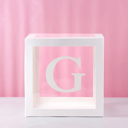 27/25cm Custom Transparent Letter Box A-Z Baby Shower Girl 1st Birthday Party Decoration Kids Wedding Birthday Balloon DIY Box