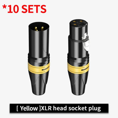 3Pin XLR Color Head Pure Copper Pin Male and Female Audio Microphone Connector Canon Welding Plug Socket