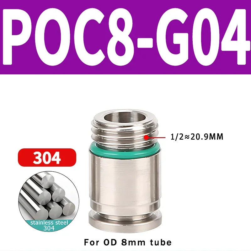 Stainless Steel 304 POC-G Internal Hexagonal Quick Insertion Pneumatic Fitting Gas Pipe Quick Insertion Joint
