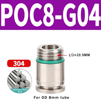 Stainless Steel 304 POC-G Internal Hexagonal Quick Insertion Pneumatic Fitting Gas Pipe Quick Insertion Joint