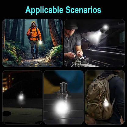 Rechargeable Powerful EDC Flashlight Portable Zoomable Floodlight with Tail Strong Mini Camping Waterproof Lantern for Hiking