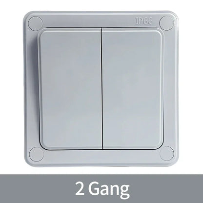 IP66 Outdoor Wall Switch 16A Weatherproof Push Button 1/2/3 Gang Electrical for Garden Patio Exterior Use