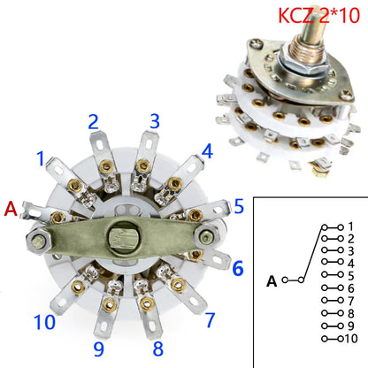 Channel Rotary Switch Selector 2/4 Pole 6-10 Position with Cap