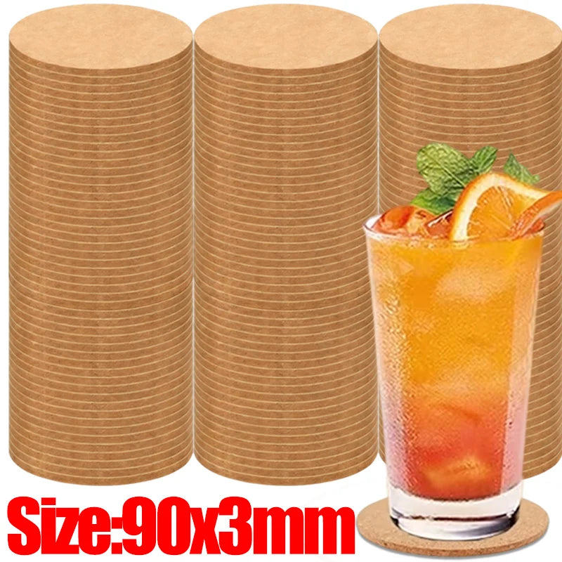 50/1PCS Non-Slip Cork Coaster Natural Round Wooden Cup Mat Heat Insulation Pads Tea Coffee Mug Drinks Holder Table Decoration