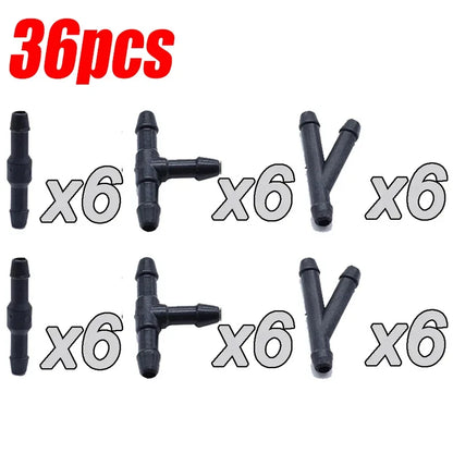 Windscreen Washer Hose Connector — T / Y / 3-Way Joiner Pipe Fitting 18/90pcs