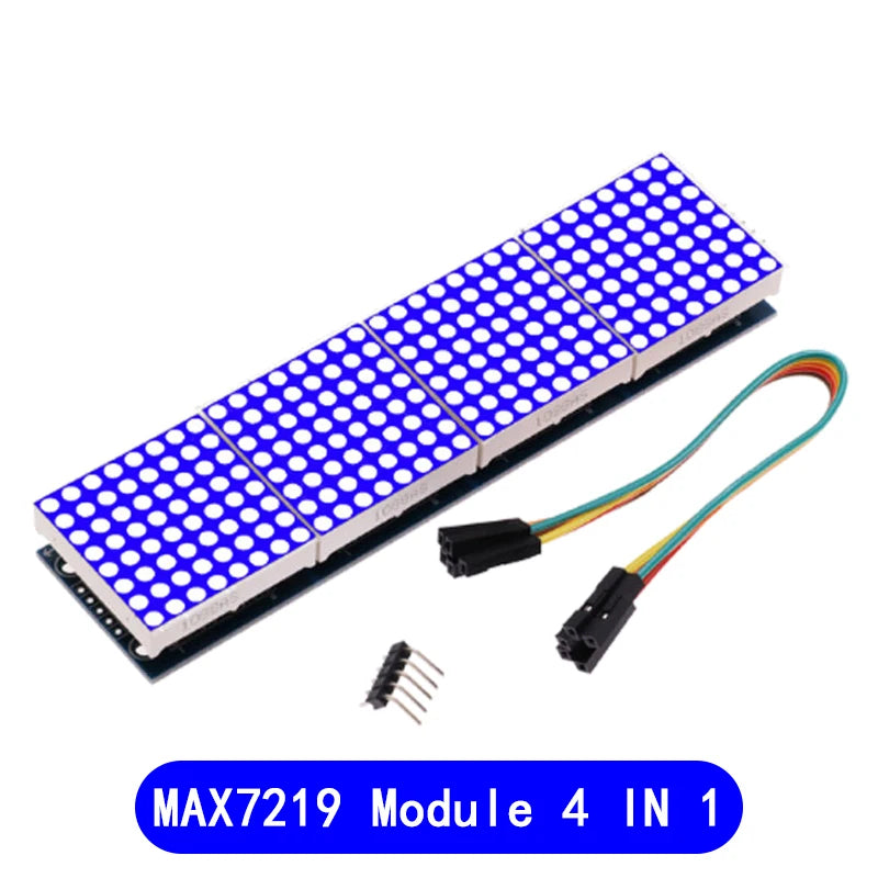 MAX7219 4-in-1 Dot Matrix Display Module with 5-Pin Interface for Arduino Microcontroller Projects