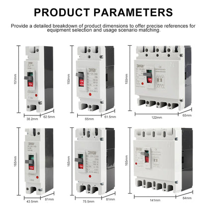 DC Solar MCCB Molded Case Circuit Breaker 1P/2P/4P DC500V/1000V 125A/250A Overload Protection for Solar PV Systems