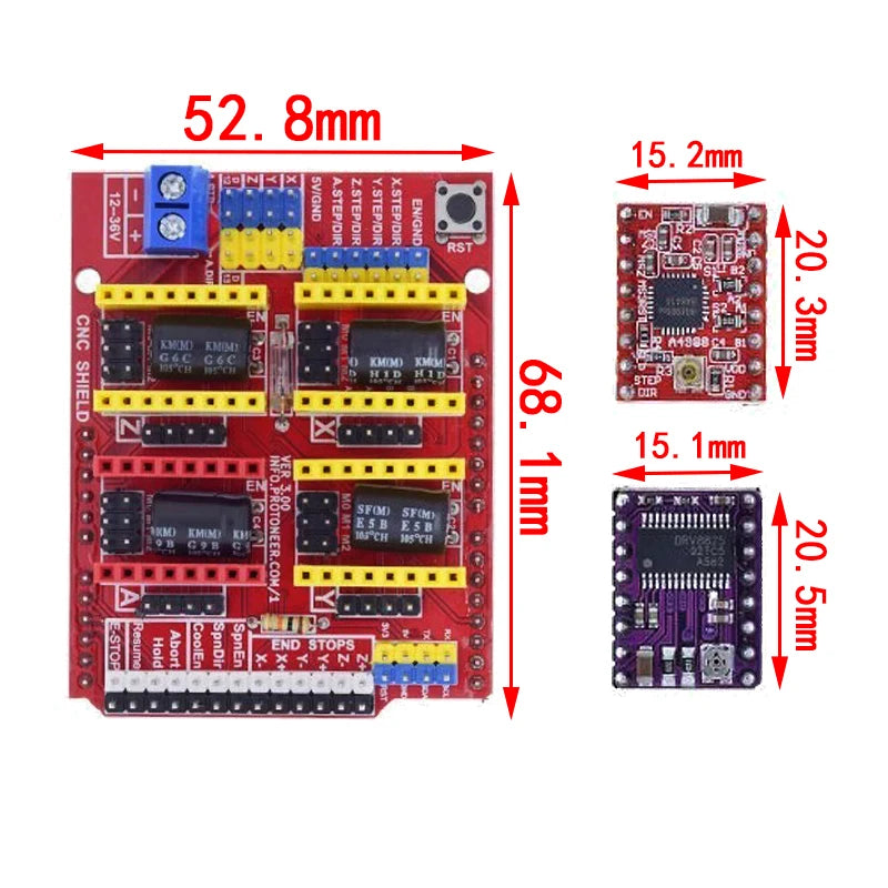 CNC Shield V3 Expansion Board for Engraving Machine and 3D Printer with A4988/DRV8825 Drivers