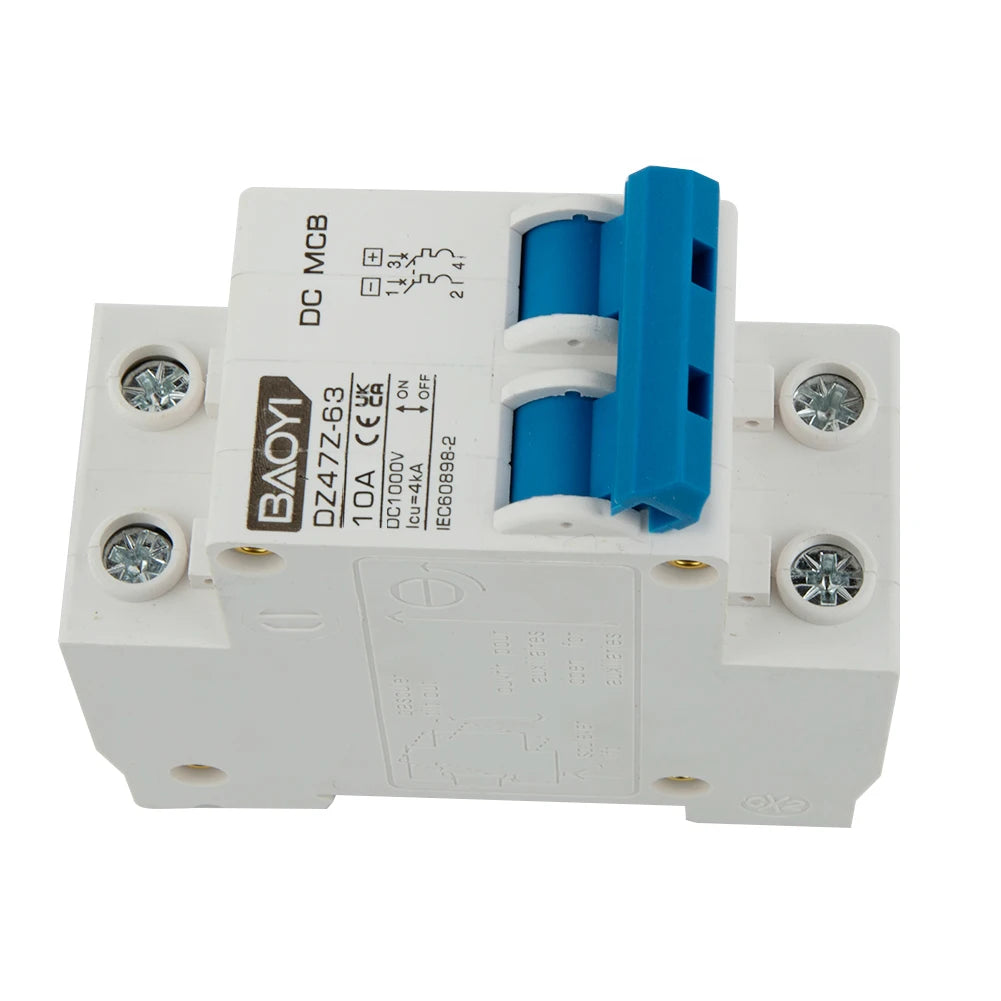 DC Miniature Circuit Breaker 2 Pole 1000V 32 Amp Isolator DC Disconnect Switch Thermomagnetic 10 A-63A 1.42 X 2.95 X 3.15 Inches