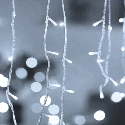 Christmas Icicle Light Decorations Outdoor Garden Street Droop LED Lamp Curtain String Fairy Garland for Eaves