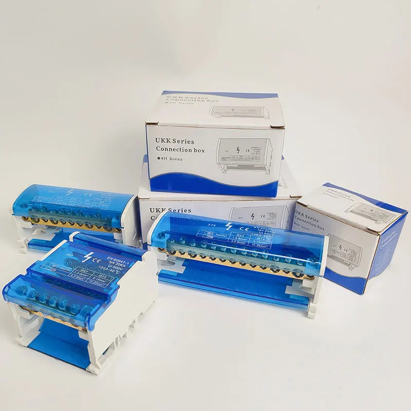 UK207 UK211 UK215 UK407 UK411 UK415 DIN Rail Terminal Block 125A Electrical Distribution Junction Box 1 In 2 4 6 Out