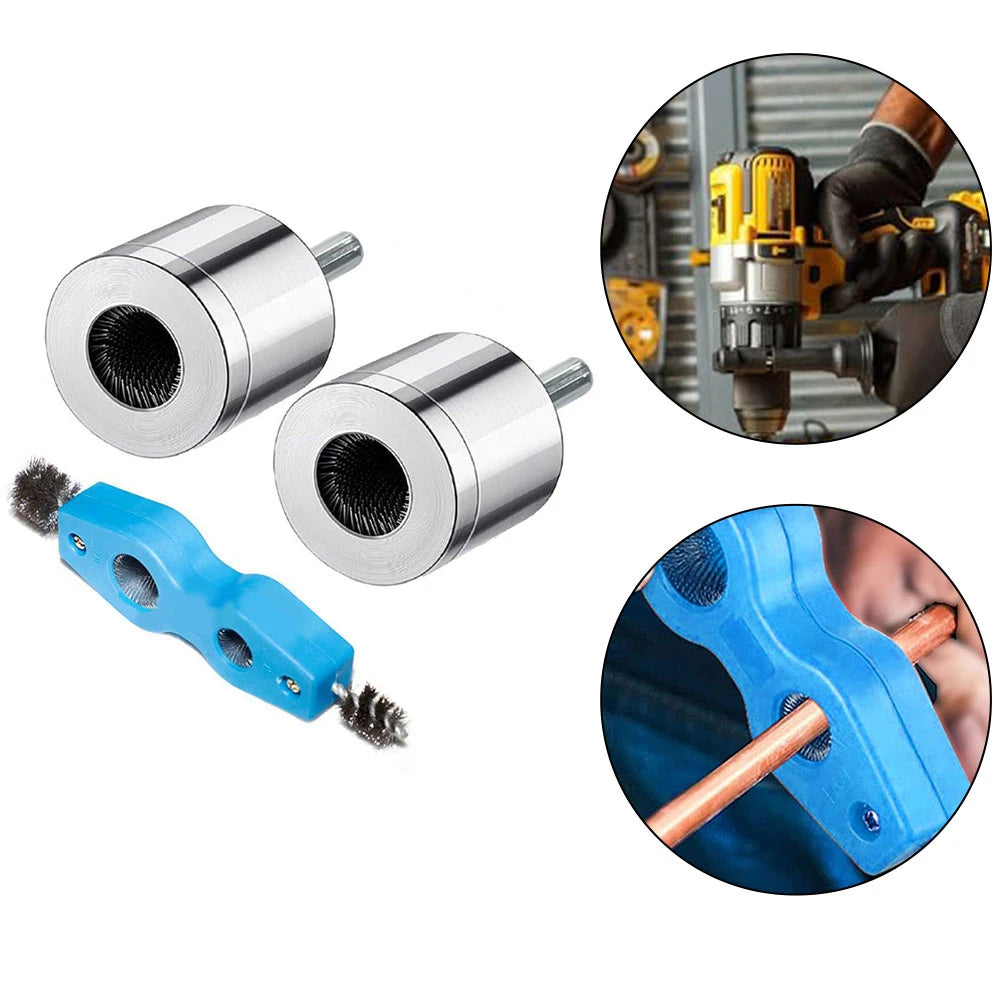 4-in-1 Battery Brush Copper Pipe Cleaner Welding Preparation High Torque Resistance Interchangeable Brush Heads For Copper Pipes