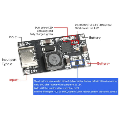 DC 4.5-9V TP5000 Li-ion Battery Charging Board Module 4.2V/3.6V 1A Type-C Power Management