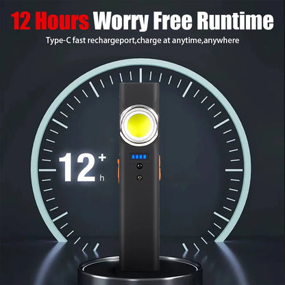 EDC LED Flashlight with Pen Clip Magnetic Rechargeable Work Light