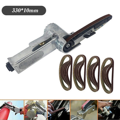 Air Belt Sander Air Angle Grinding Machine Sanding Belt 330x10mm 1/4in Inlet 3/8in Hose Air Compressor Sanding Tool Set 16000rpm