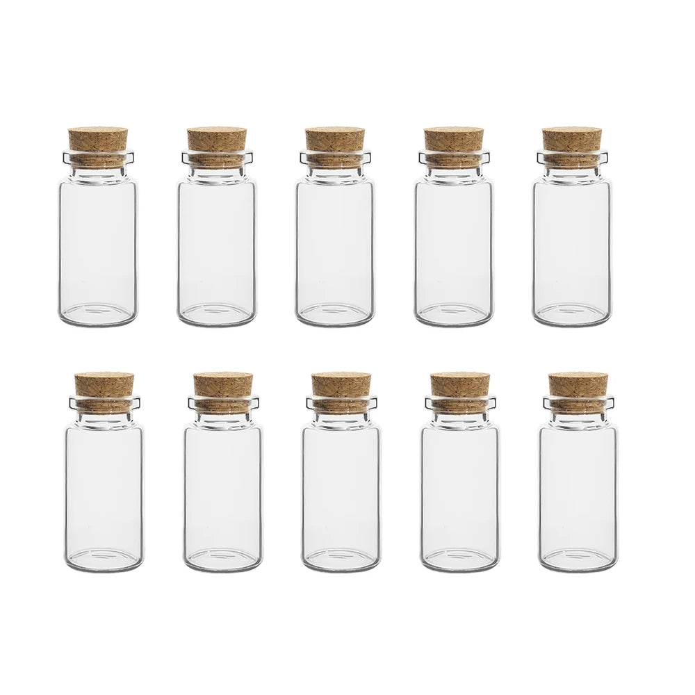 Mini Glass Bottles with Cork Stoppers — 5ml to 20ml Vials, 10pcs