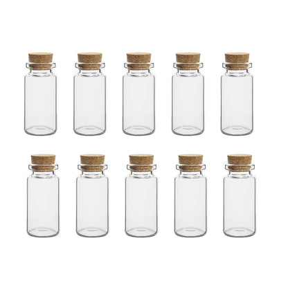 Mini Glass Bottles with Cork Stoppers — 5ml to 20ml Vials, 10pcs
