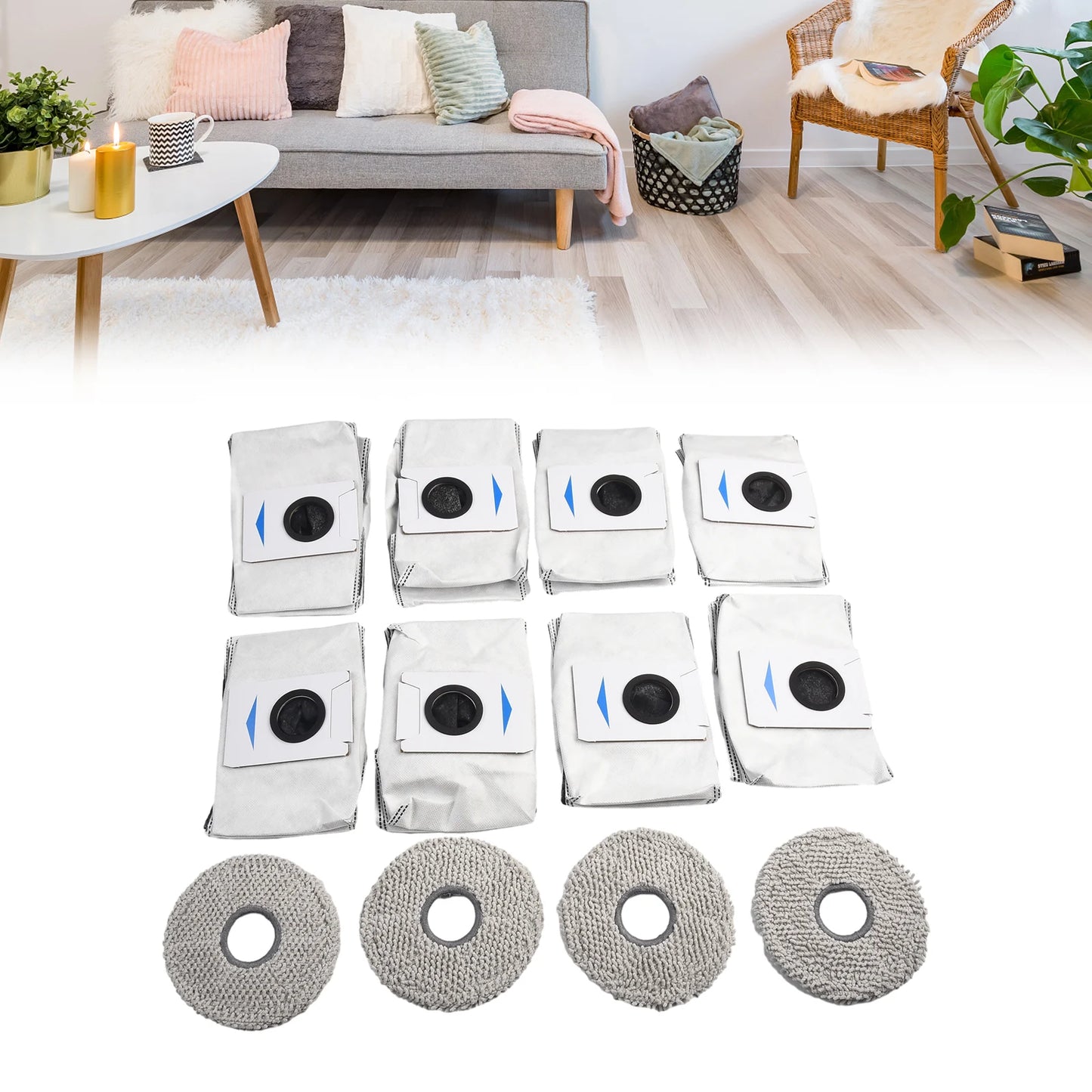 Set of 8 Dust Bags and 4 Wiping Cloths for Deebot For T20 For Omni X1 For Omni 8 Robot Vacuum Cleaner Protective Accessories
