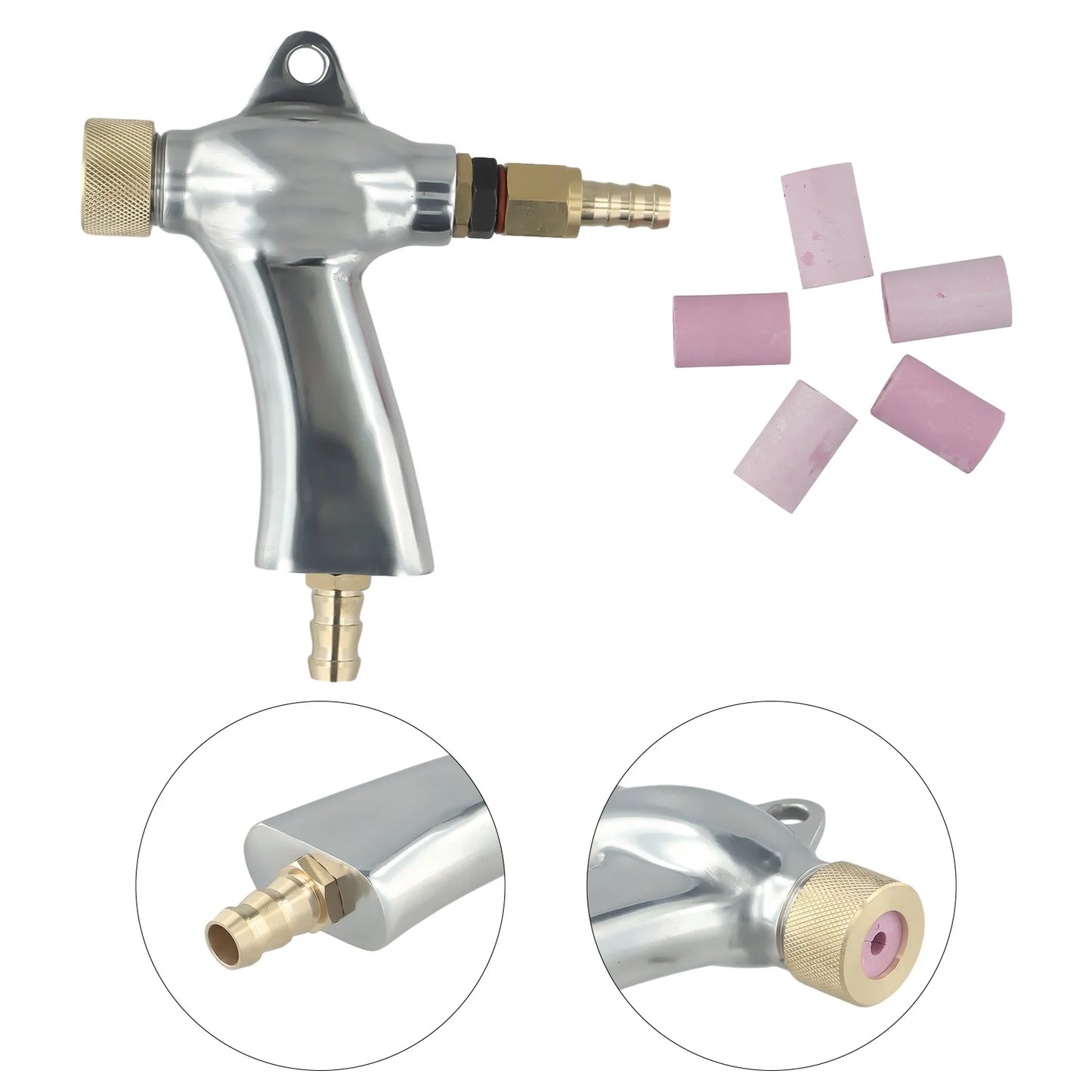 Multi Nozzle Sandblasting Tool Kit with 5 Ceramic Nozzles for Rust and Paint Removal on Metal and Glass with Ergonomic Design