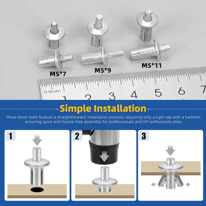 Hammer Drive Expansion Rivets — Percussion Aluminum Nail Head Knock Type Tapping Screw Fastener