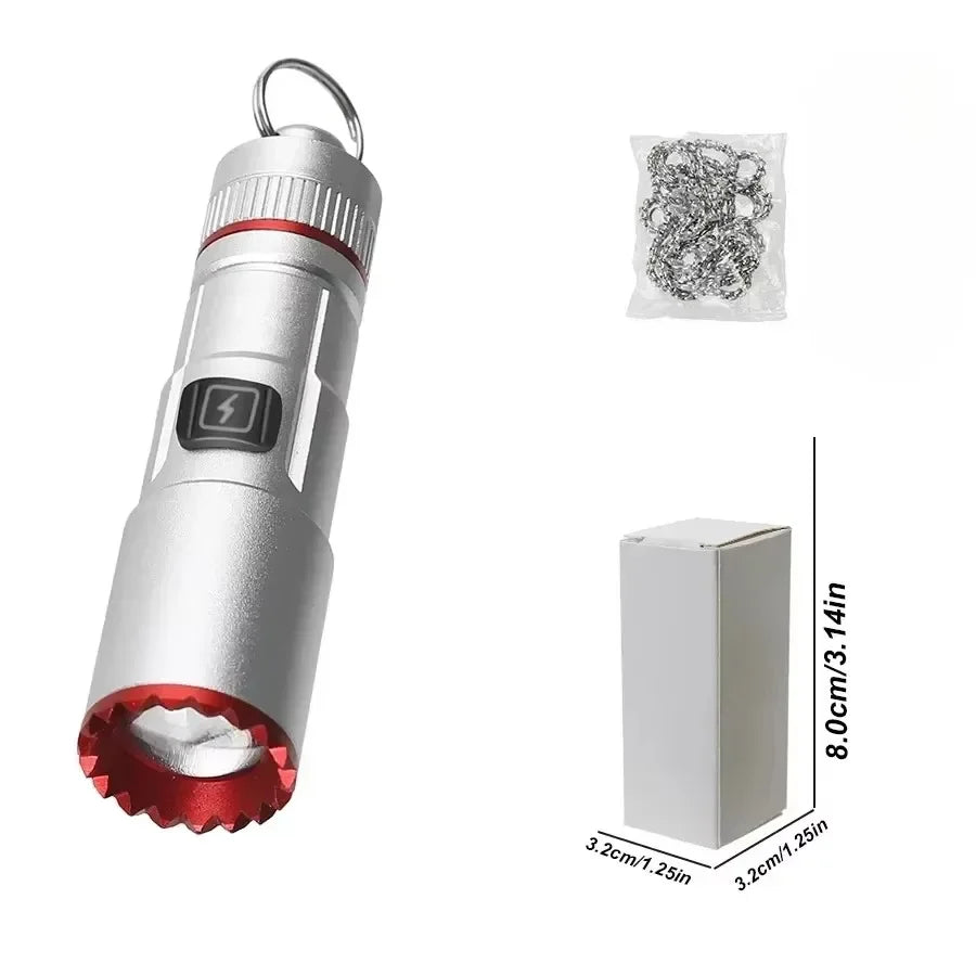 2-in-1 COB LED Flashlight Keychain with Whistle Portable Handheld Lamp