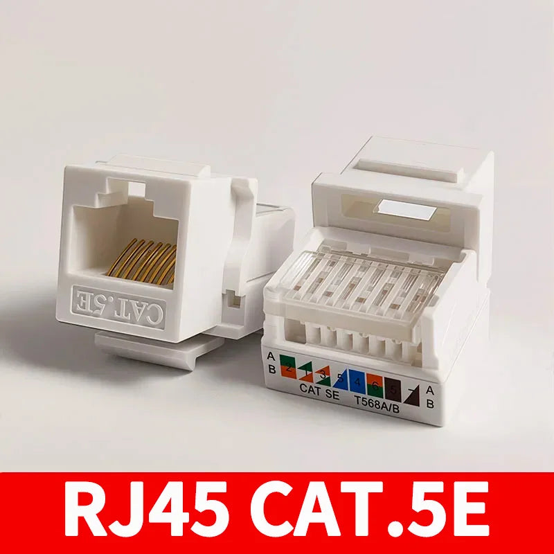 Tool-Free Keystone Jack CAT5E/CAT6/CAT6A RJ45 Ethernet Wall Plate U/UTP Network Module Adapter