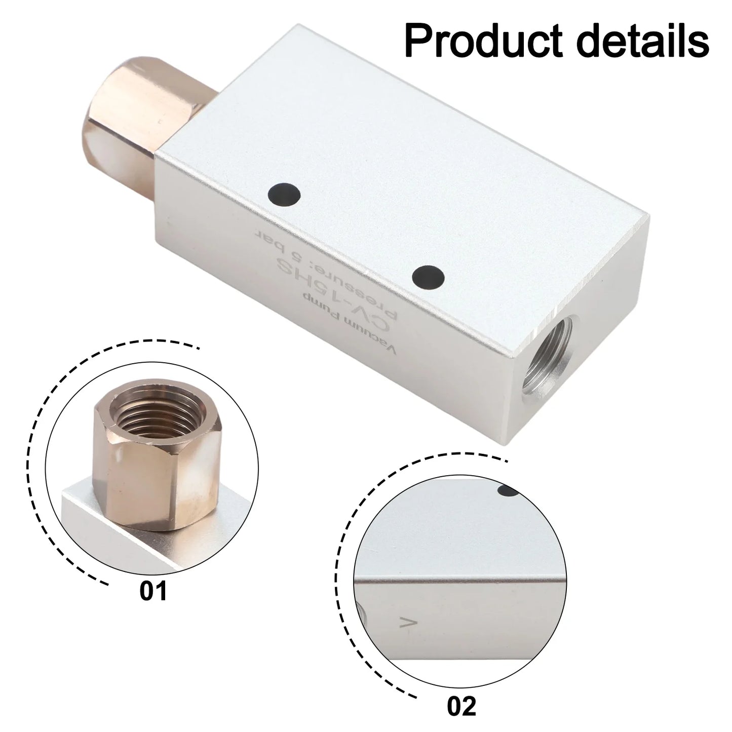 Vacuum Generator Pneumatic Control Valve CV1025 Air Exhaust Ejector Aluminum Alloy Resistant with Threaded Ends
