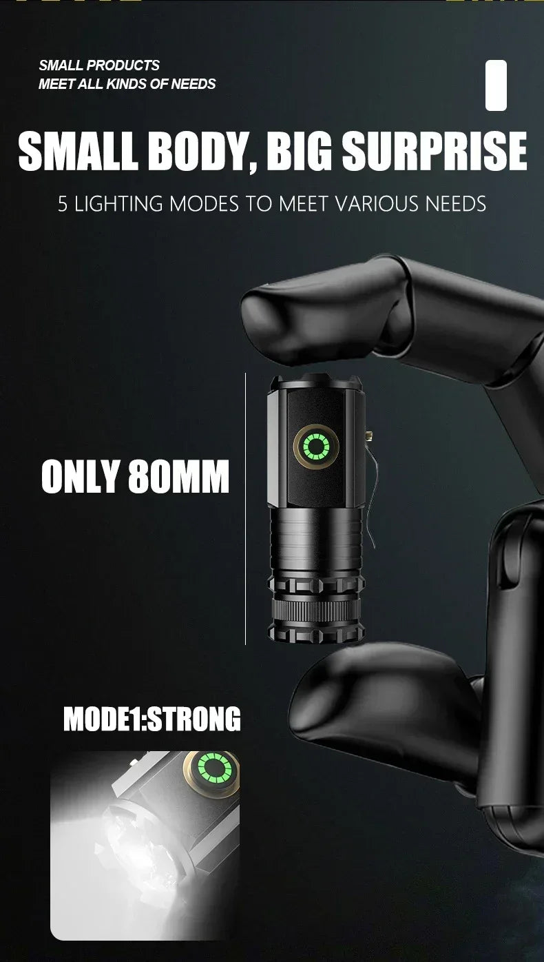 EDC 3 LED Flashlight Rechargeable Mini Tactical Torch with Magnet