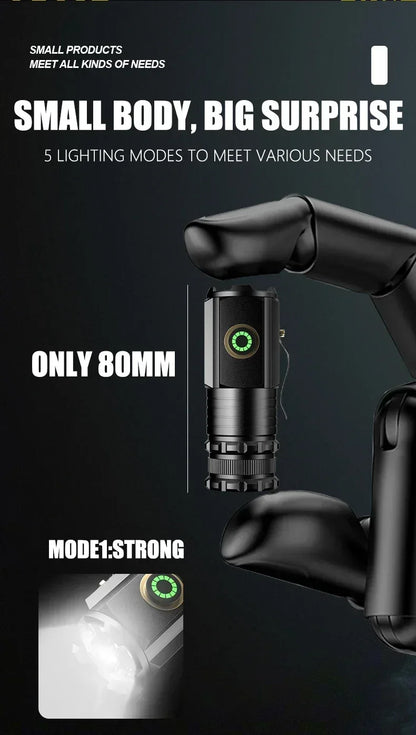EDC 3 LED Flashlight Rechargeable Mini Tactical Torch with Magnet