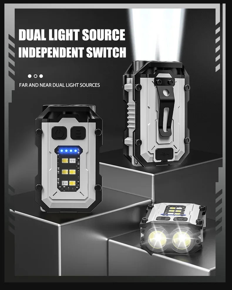 Powerful Pocket Torch Light Rechargeable Super Bright LED Multifunctional Linterna Magnetic COB LED EDC Mini Keychain Flashlight