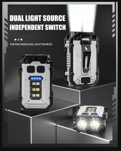 Powerful Pocket Torch Light Rechargeable Super Bright LED Multifunctional Linterna Magnetic COB LED EDC Mini Keychain Flashlight